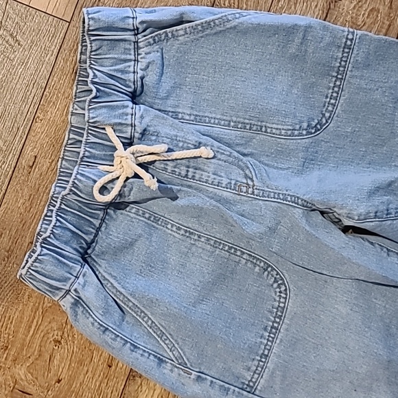 Women's Drawstring Denim Pants - Picture 2 of 4